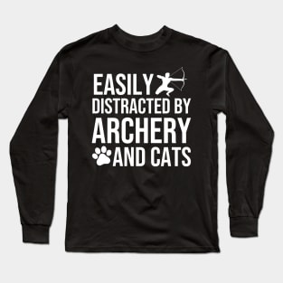 Easily Distracted By Archery And Cats Long Sleeve T-Shirt